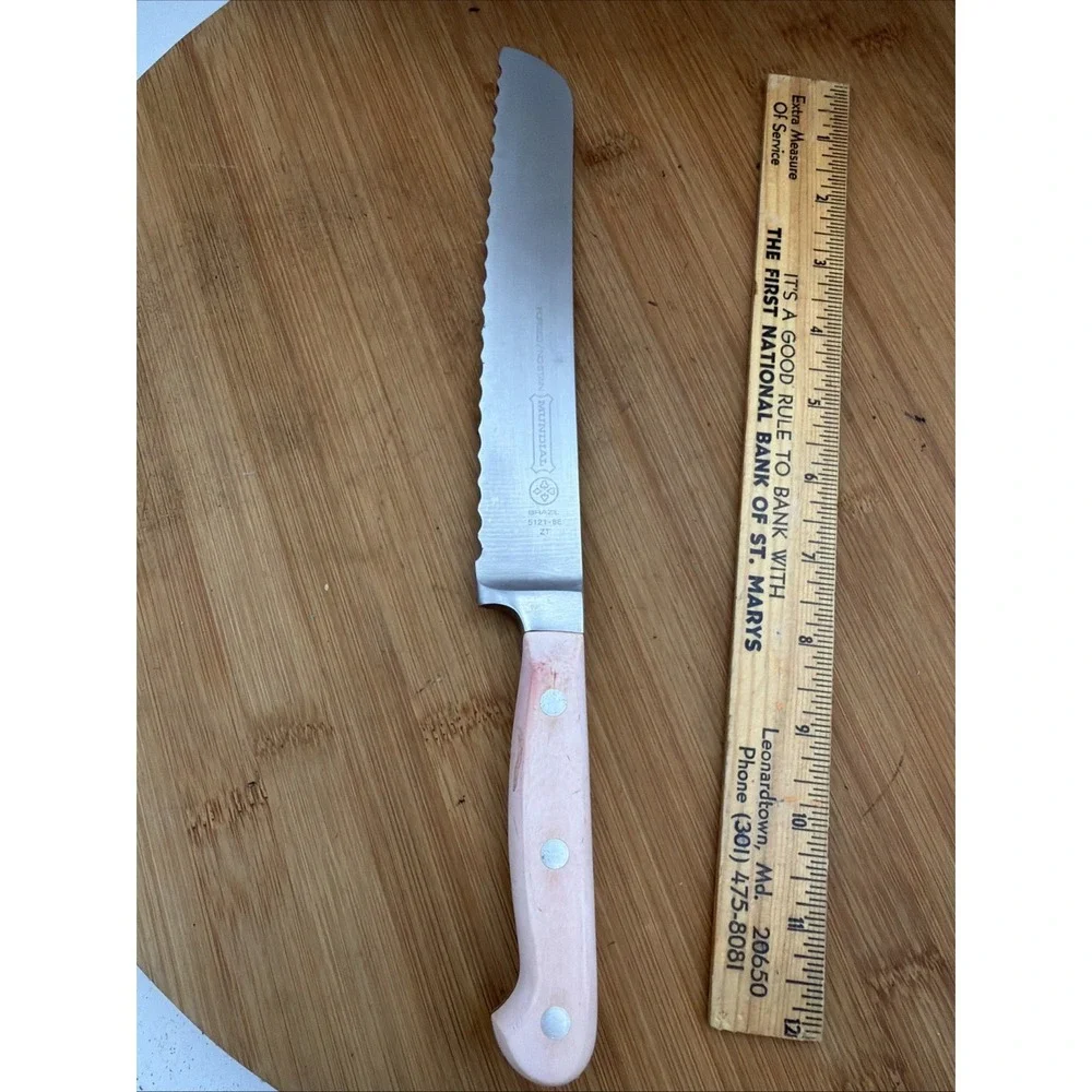 Mundial 5100 Series serrated bread knife Pink Handle Made In Brazil